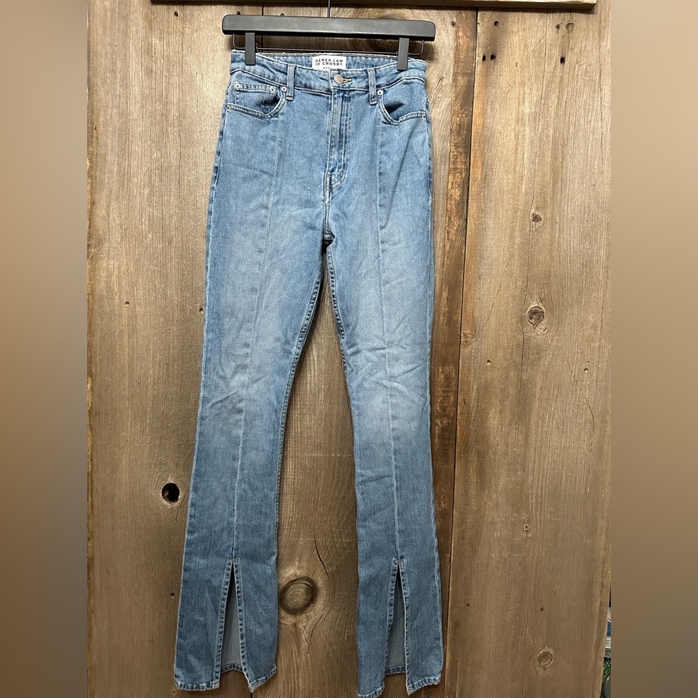 Derek Lam 10 Crosby Lucia Denim High Rise Flare Slit Jeans in Faded Blue Size 27